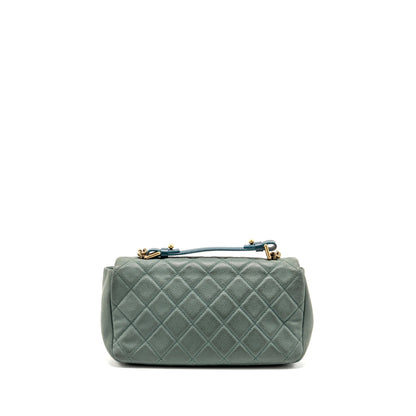 Chanel Top Handle Flap Shoulder Bag with Chain Caviar Dark Green GHW