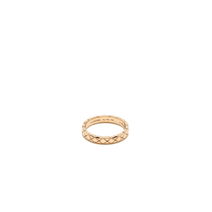 Chanel size 53 coco crush ring mini version quilted motif beige gold