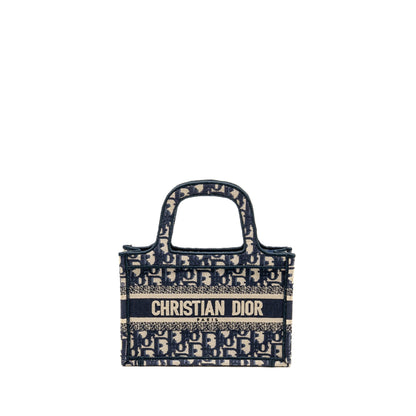 Dior Mini Book Tote Purse Blue Oblique Embriodery