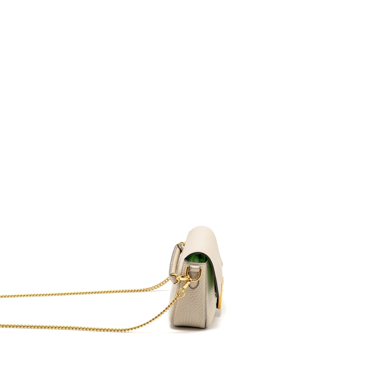 Fendi Mini Baguette Purse Calfskin Light Beige/Green