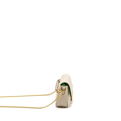 Fendi Mini Baguette Purse Calfskin Light Beige/Green