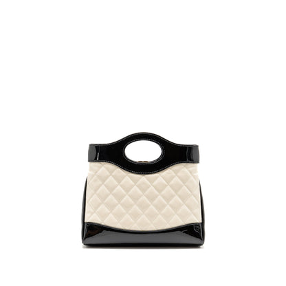 Chanel Mini 31 Bag Patent Black / White LGHW (Microchip)