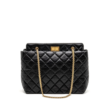 Chanel 2.55 Reissue Tote Bag Quilted Aged Calfskin Black GHW