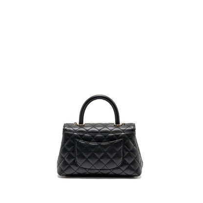 Chanel Small Coco Handle Caviar Black LGHW (microchip)