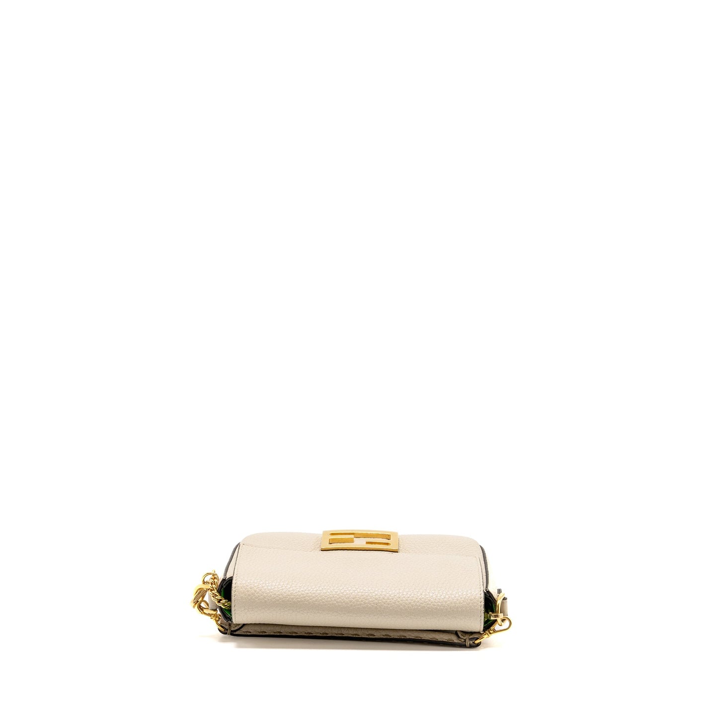 Fendi Mini Baguette Purse Calfskin Light Beige/Green