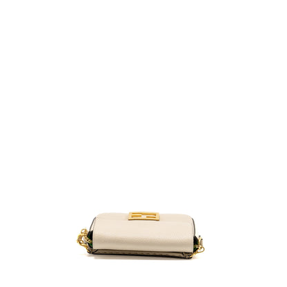 Fendi Mini Baguette Purse Calfskin Light Beige/Green
