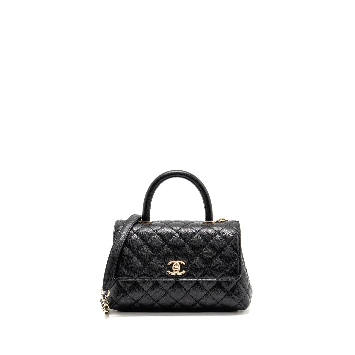 Chanel Small Coco Handle Caviar Black LGHW (microchip)