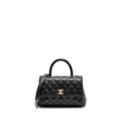 Chanel Small Coco Handle Caviar Black LGHW (microchip)
