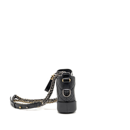 CHANEL Small Gabrielle Hobo Bag Aged Calfskin Black Multicolour Hardware