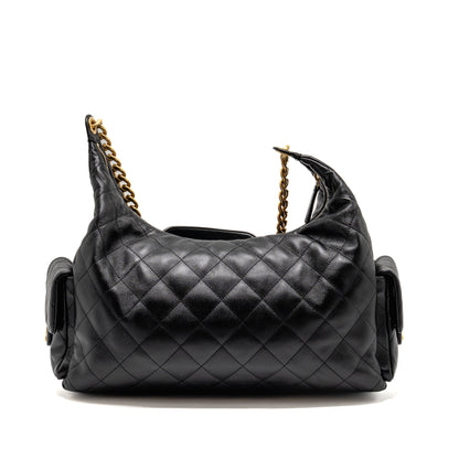 Chanel 25C Maxi Hobo Bag Lambskin Black GHW (Microchip)