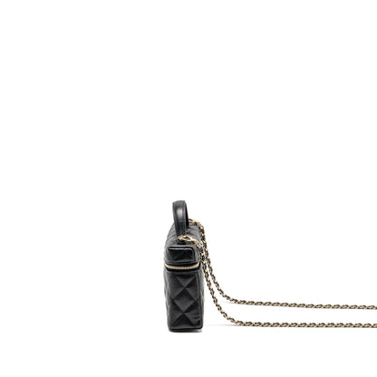 CHANEL 25P CC Top Handle Vanity Bag Caviar Black LGHW (Microchip)