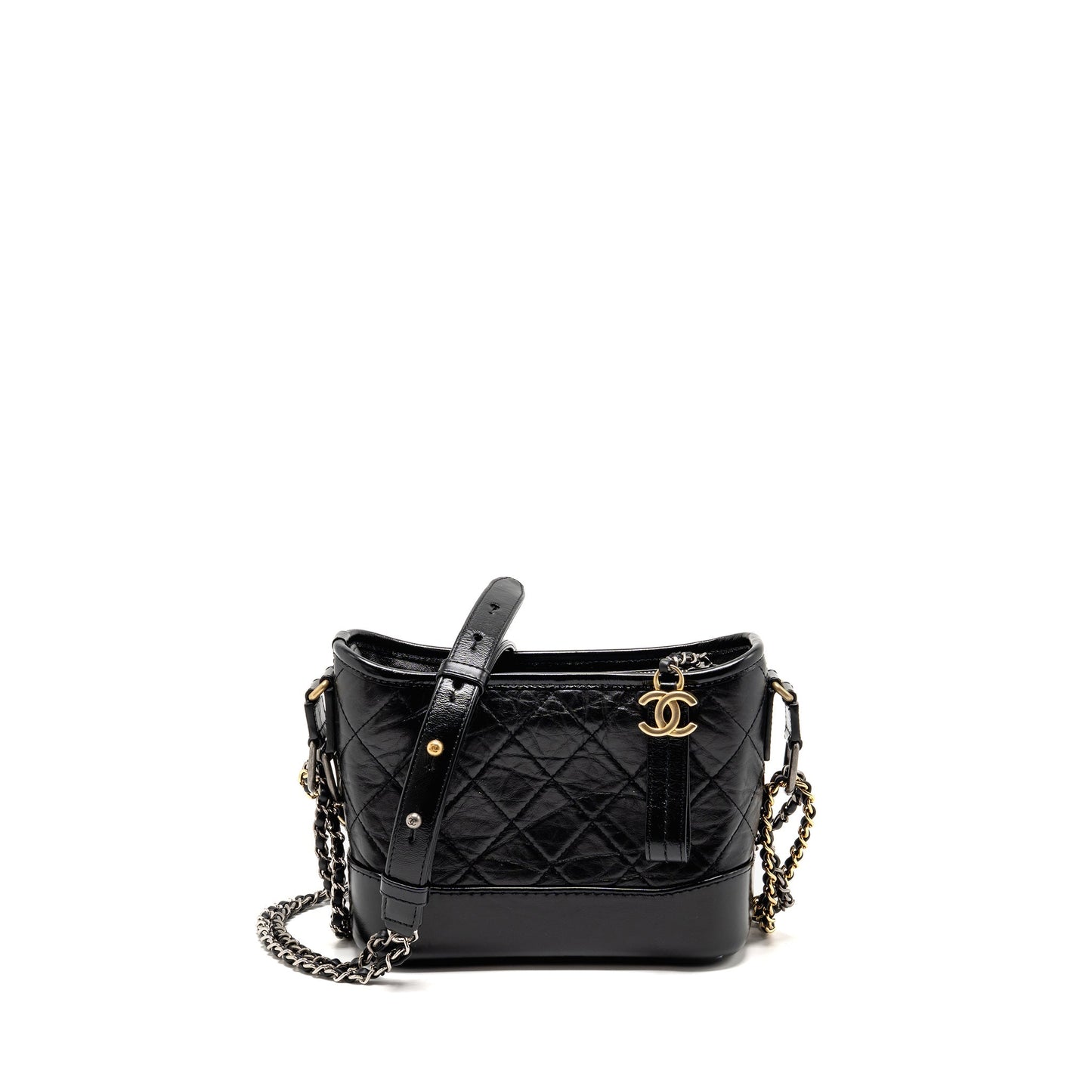 CHANEL Small Gabrielle Hobo Bag Aged Calfskin Black Multicolour Hardware