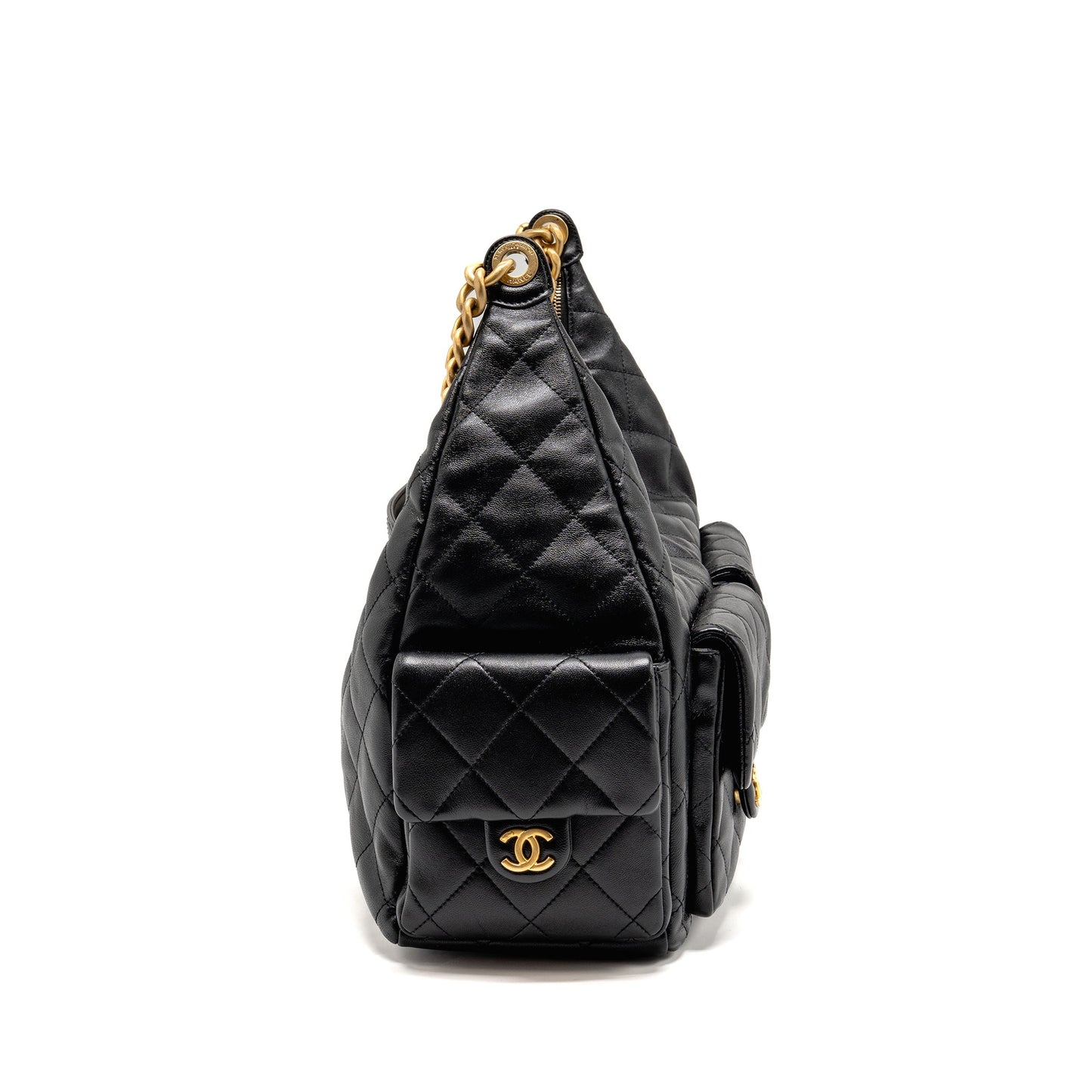 Chanel 25C Maxi Hobo Bag Lambskin Black GHW (Microchip)