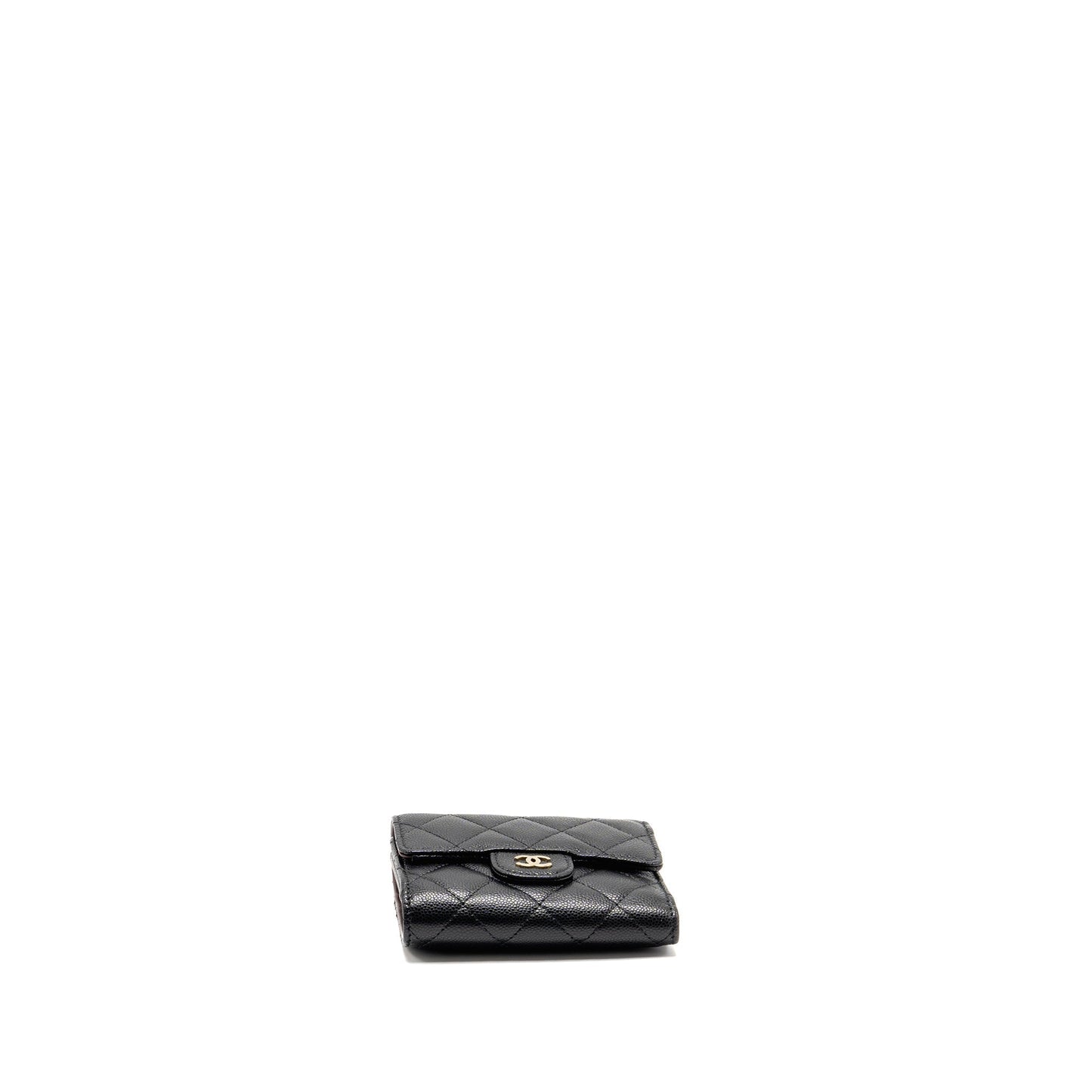 Chanel Compact Wallet Caviar Black LGHW (microchip)