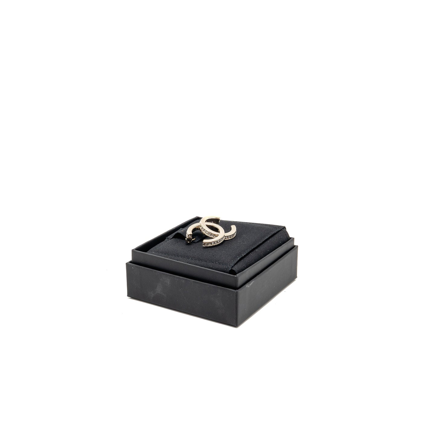 Chanel CC Brooch Crystal Silver Tone