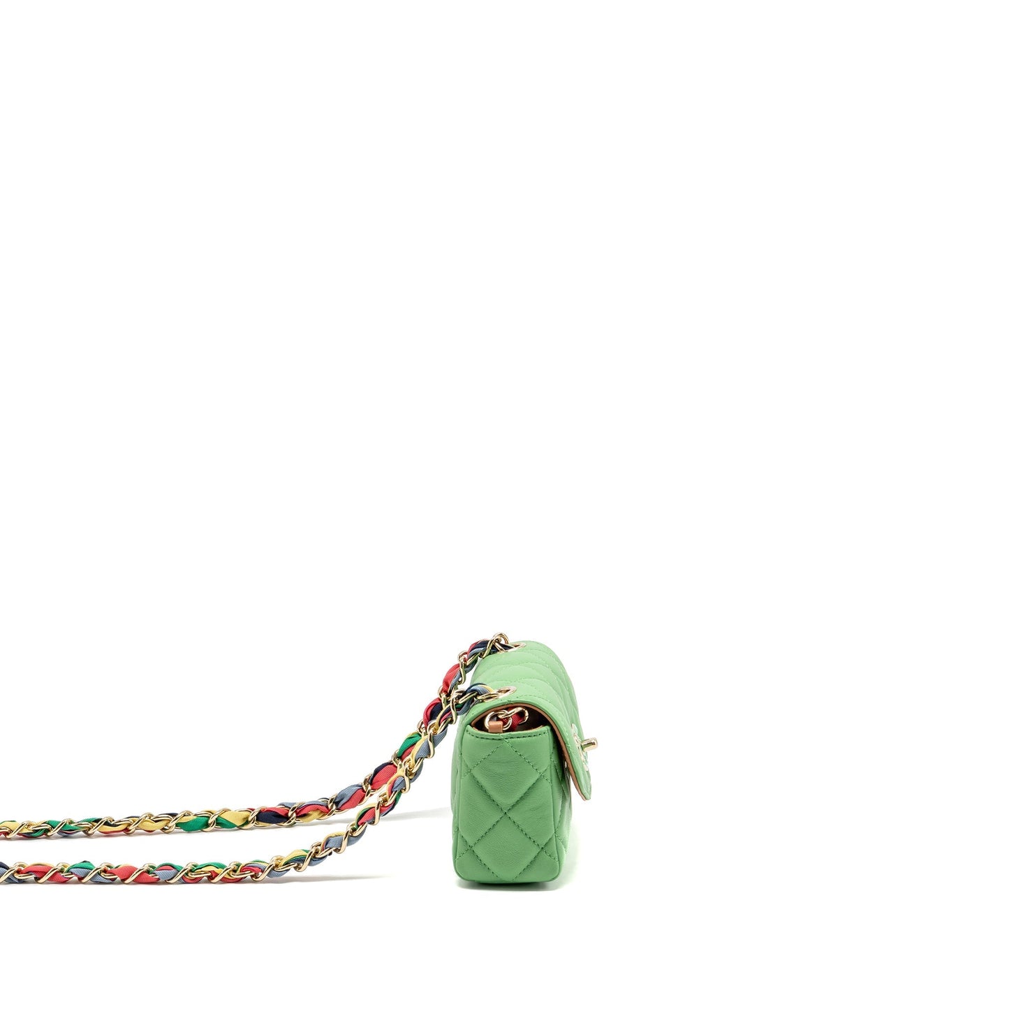 Chanel Mini Scarf Entwined Chain Flap Bag Lambskin Green/Multicolour LGHW