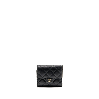 Chanel Compact Wallet Caviar Black LGHW (microchip)