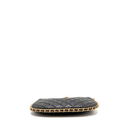 Chanel Large Quilted Hobo Bag Shiny Crumpled Lambskin Black GHW (Microchip)