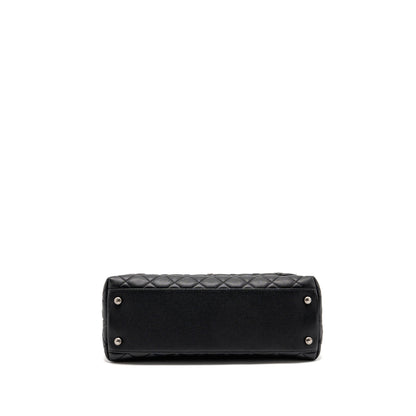 Chanel Medium Coco Handle Caviar/Lizard Handle Black/Burgundy Ruthenium Hardware