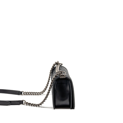 Chanel Medium Boy Bag Calfskin Black Ruthenium SHW