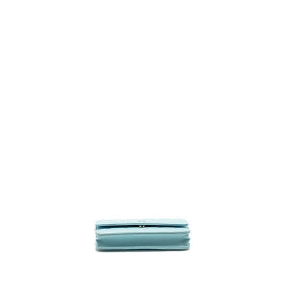 CHANEL Classic Wallet On Chain Lambskin Light Blue SHW