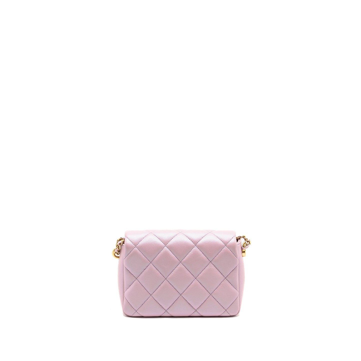 Chanel 21K My Perfect Mini Flap Bag Caviar Iridescent Pink GHW (Microchip)