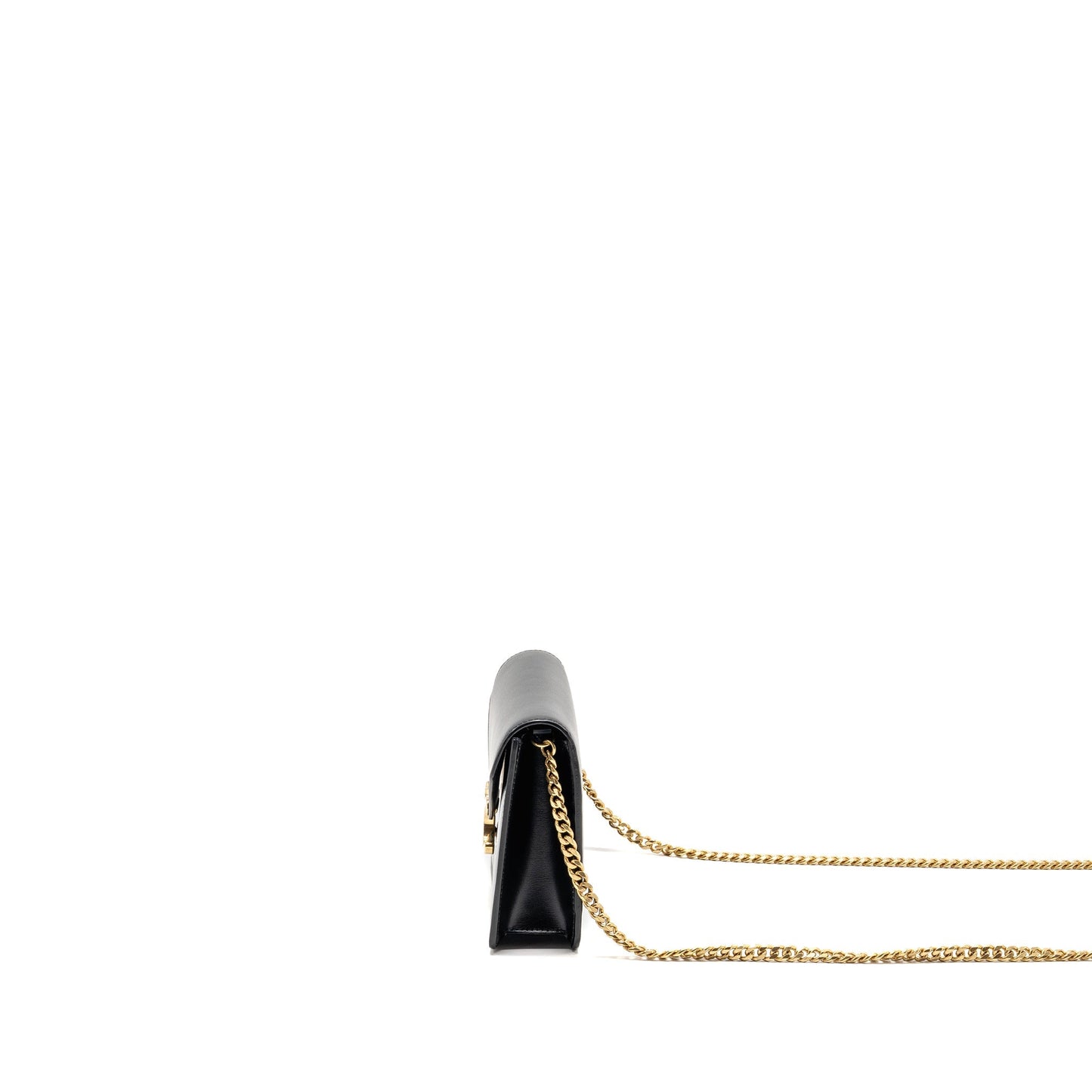 Celine Triomphe Wallet on Chain Margo Shiny Calfskin Black