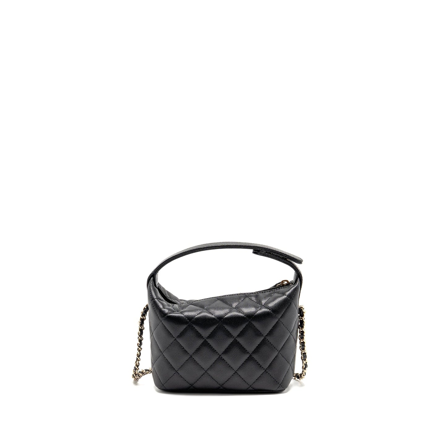 Chanel 25c Detail CC Logo Quilted Hobo Bag caviar black LGHW (microchip)