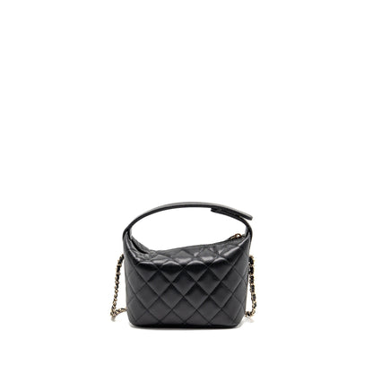 Chanel 25c Detail CC Logo Quilted Hobo Bag caviar black LGHW (microchip)