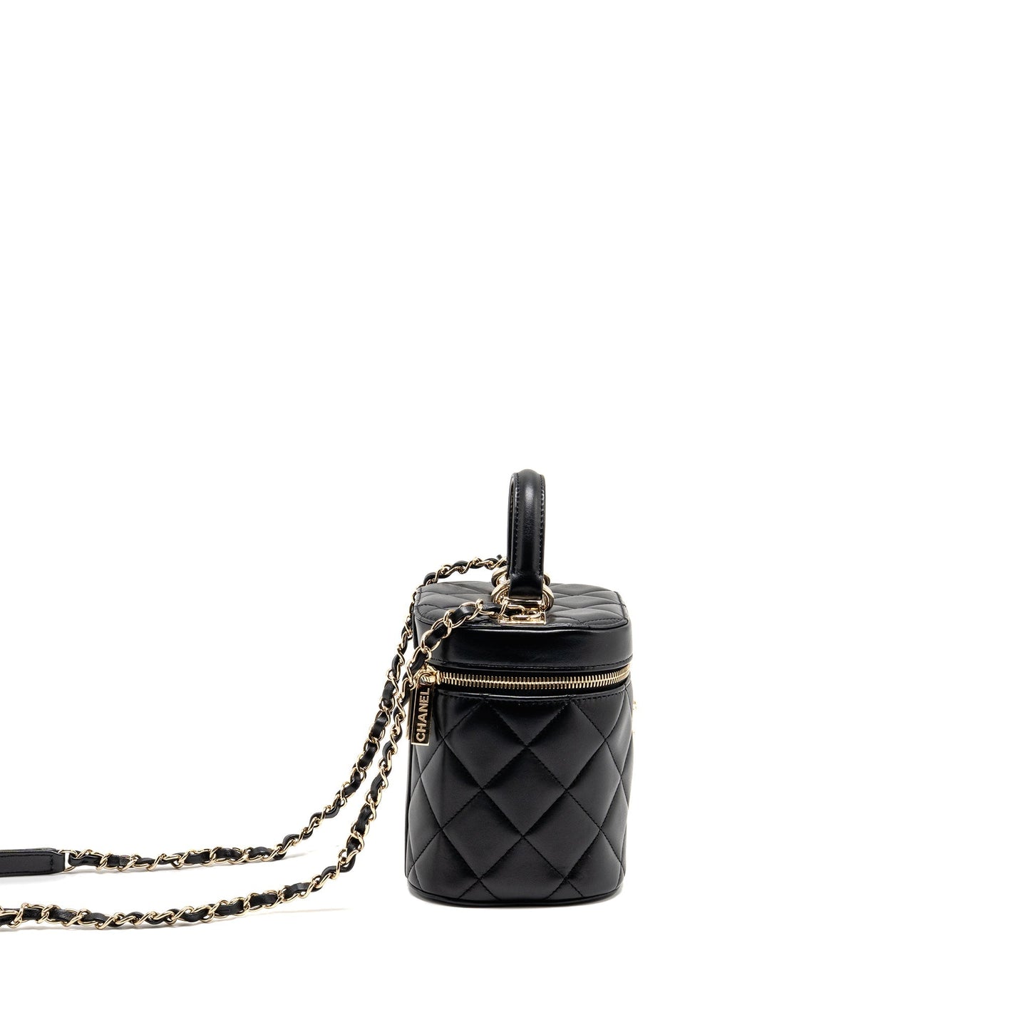 Chanel Trendy CC Round Vanity Case Crossbody Bag Lambskin Black LGHW