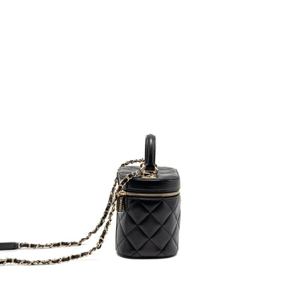 Chanel Trendy CC Round Vanity Case Crossbody Bag Lambskin Black LGHW