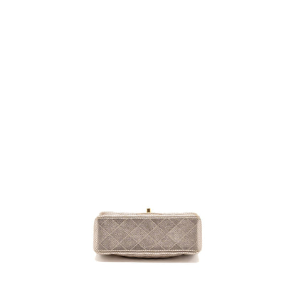 Chanel Mini Rectangular Flap Bag Perforated Metallic Lambskin Light Gold LGHW