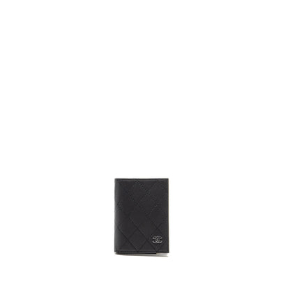 Chanel Quilted CC Card Holder Calfskin Black with Black Hardware (Microchip)