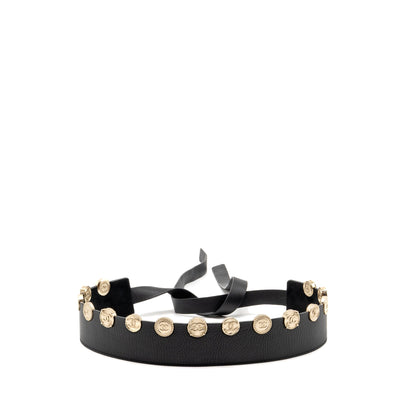 Chanel 22p Round Metal CC Logo Belt Lambskin Black GHW