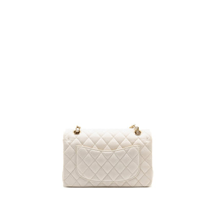 Chanel Small Classic Double Flap Bag Caviar White LGHW (Microchip)