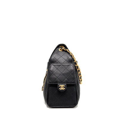 Chanel 25 Small Handbag Grained Calfskin Black GHW (Microchip)