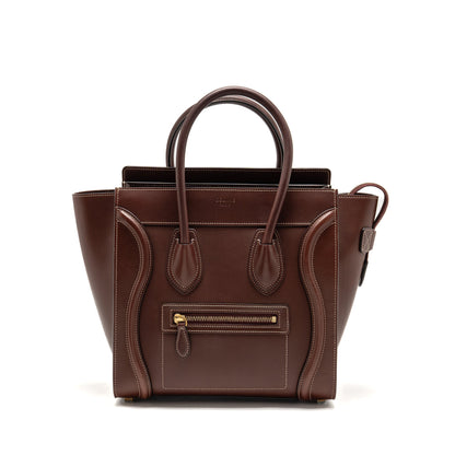 Celine Micro Luggage Purse Calfskin Burgundy