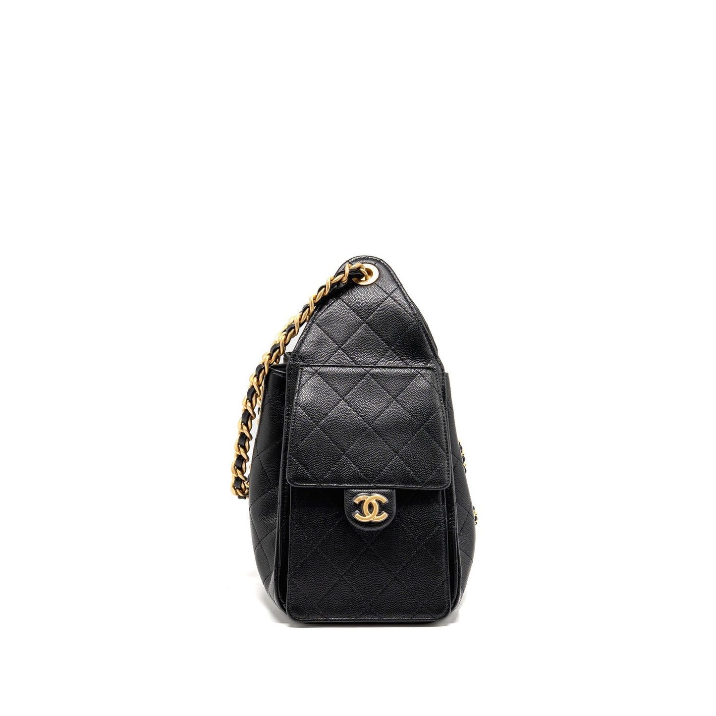 Chanel 25 Small Handbag Grained Calfskin Black GHW (Microchip)