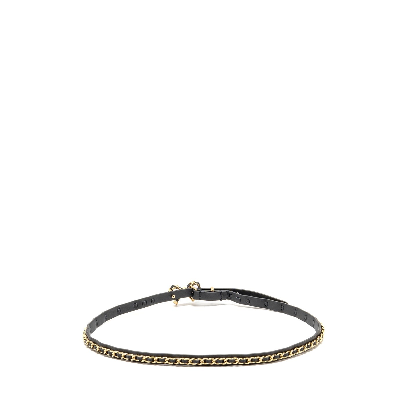 Chanel Size 75 Chain Belt with Bow Leather Black GHW