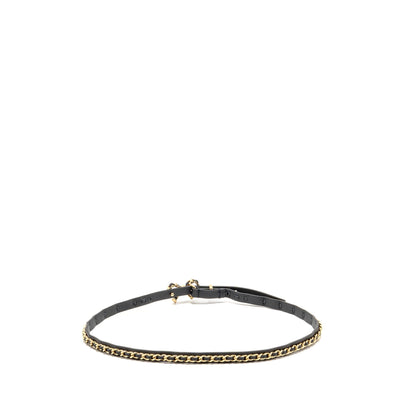 Chanel Size 75 Chain Belt with Bow Leather Black GHW