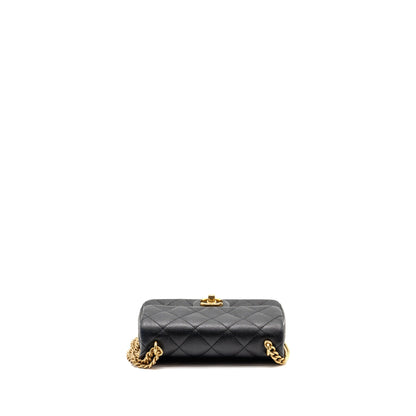 Chanel Coco Love Mini Flap Bag Adjustable Chain Caviar Black GHW (Microchip)