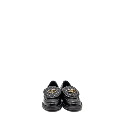 Chanel Size 39 Turnlock Loafer Lambskin Black LGHW