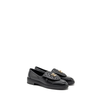 Chanel Size 39 Turnlock Loafer Lambskin Black LGHW