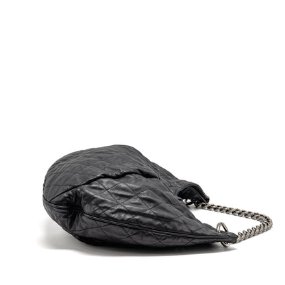 Chanel Coco Pleats Hobo Bag Calfskin Black Ruthenium Hardware