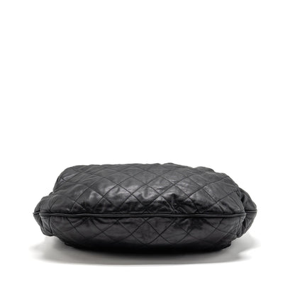 Chanel Coco Pleats Hobo Bag Calfskin Black Ruthenium Hardware