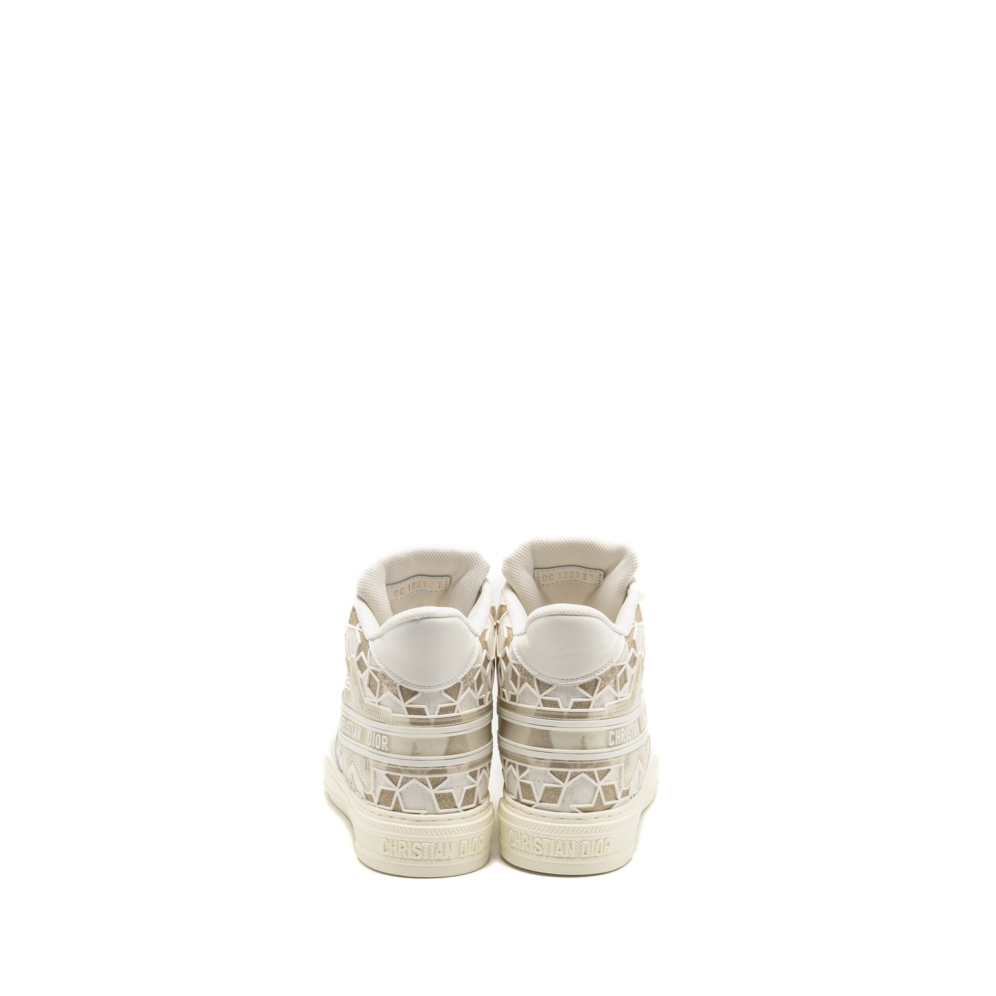 Dior Size 37 WalkâNâDior Hightop Star Sneaker Leather Gold/White