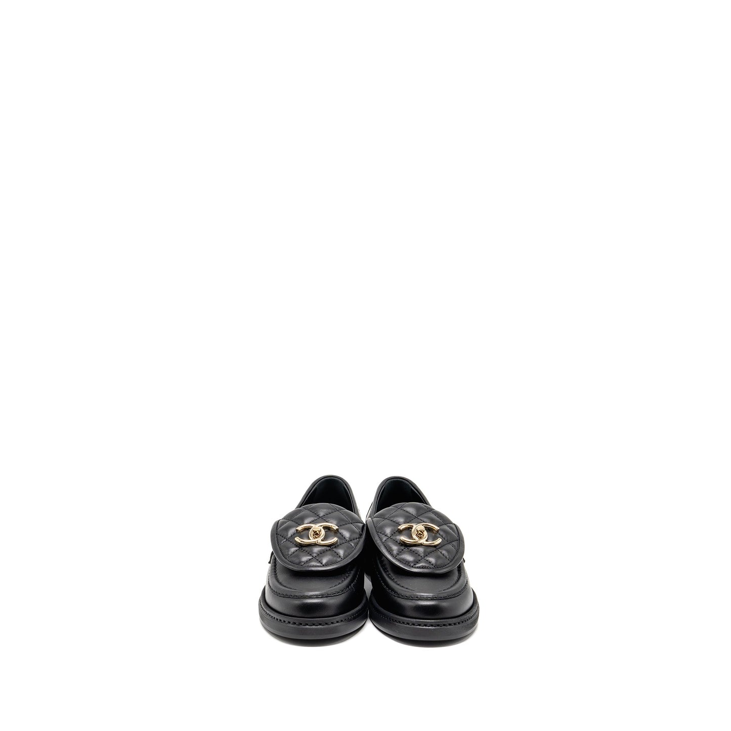 Chanel Size 36 Turnlock Loafer Lambskin Black LGHW