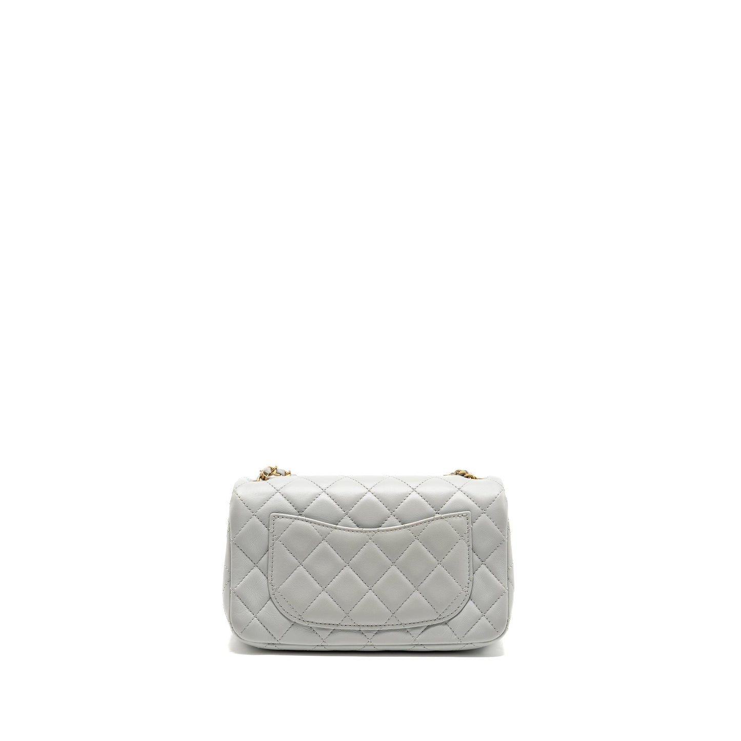 Chanel pearl crush mini rectangular flap bag lambskin grey GHW (microchip)