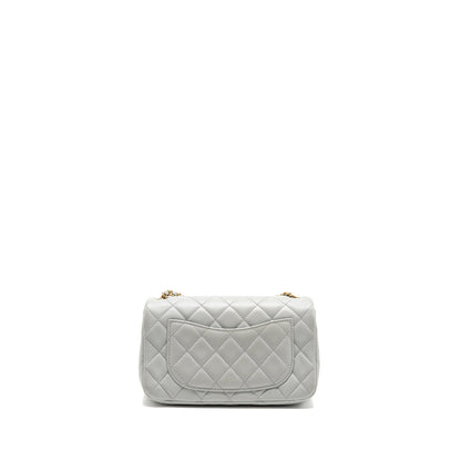 Chanel pearl crush mini rectangular flap bag lambskin grey GHW (microchip)