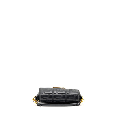 Fendi Mini Baguette Purse Motif Lambskin Black